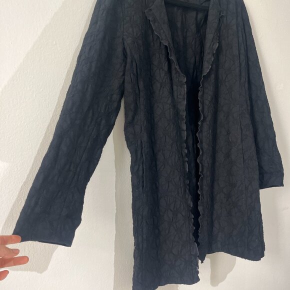 EILEEN FISHER 100% Wool Black Embossed Light Jacket - Picture 11 of 11